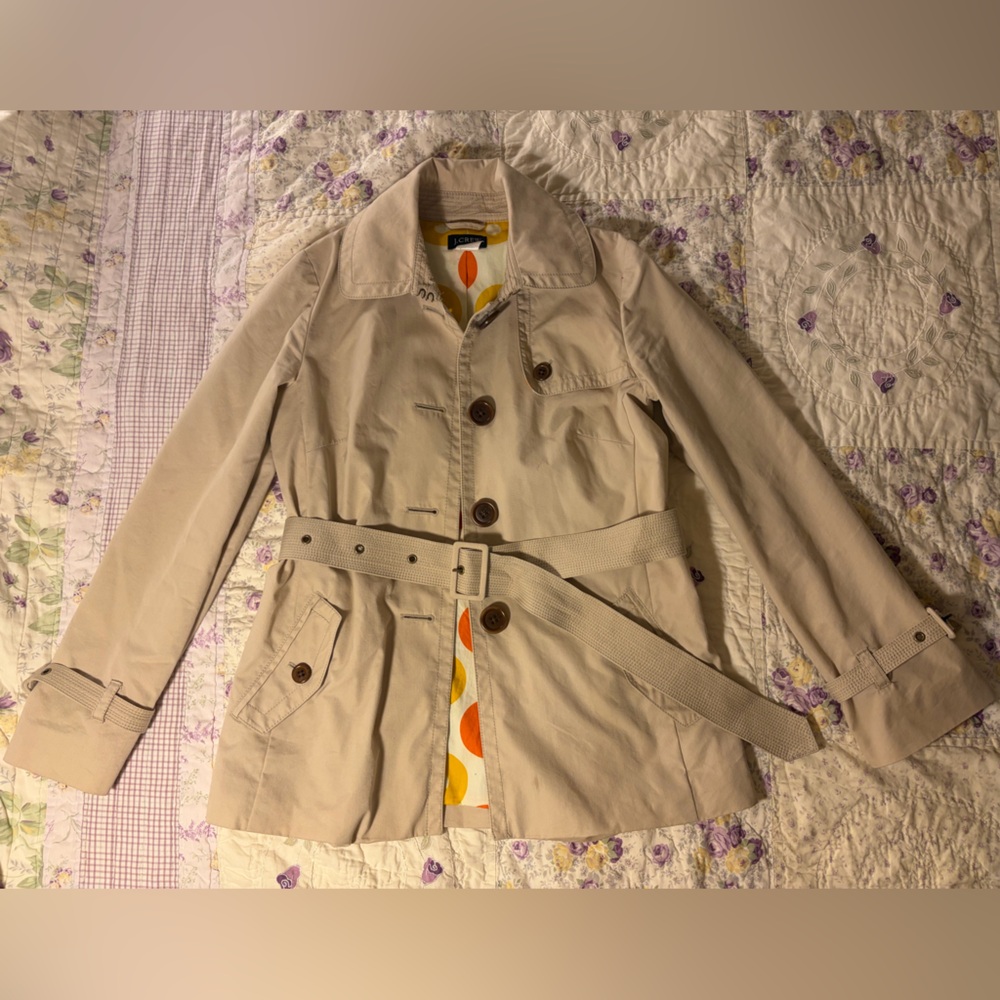 J. Crew tan trench coat with belt